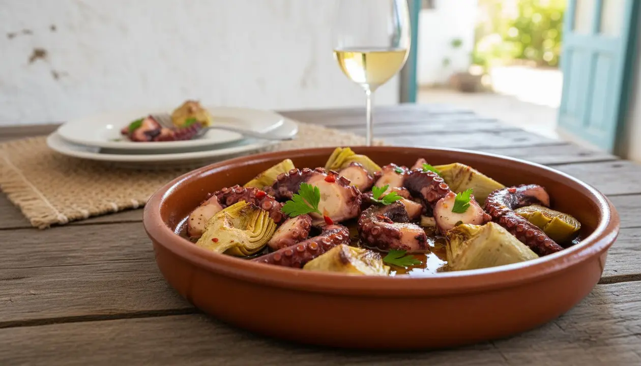 Pulpo con alcachofas: receta tradicional de la Vega Baja paso a paso