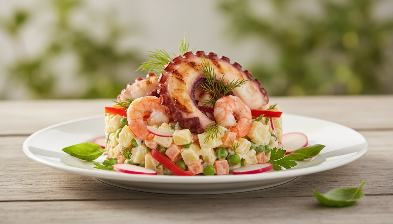 Ensaladilla de pulpo y gambas